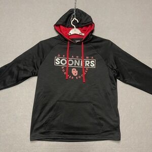Oklahoma Sooners Hoodie Mens Large Black Red Sweatshirt NCAA Football Fan Gear